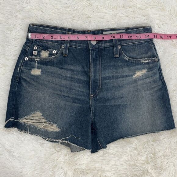 AG Denim Shorts High-Rise Distressed Wedgie Cutoffs - Picture 4 of 12
